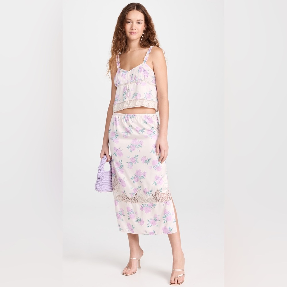 NWT LoveShackFancy Lanzo Tank & Fayetteville Skirt Set, XXL, in Maui Rose Fairy